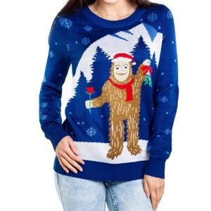 Tipsey Elves Women’s Romantic Sasquatch Ugly Christmas Sweater Size Medium
